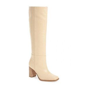 Sam Edelman Olly Eggshell Square Toe Block Heel Knee  Fashion Boots -SIZE 6.5